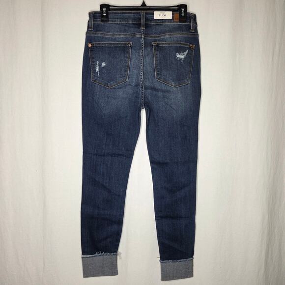 Judy Blue High Rise 5 Button Fly Cuffed Skinny Distressed Jeans 82246 NWT 11/30 - Picture 10 of 11